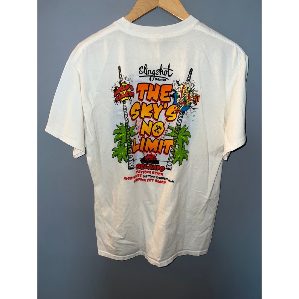 Slingshot Orlando Florida The Skys No Limit Graphic T-Shirt White Mens Medium